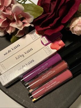 Laura Geller Fifty Kisses & Nude Kisses Lip Gloss Set  Bundle of 3